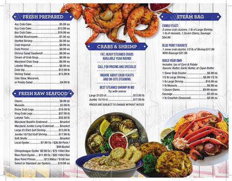 Blue point owings mills - OWINGS MILLS FRESH SEAFOOD CRABS & SHRIMP MENU www.bluepointcrabhouse.com OWINGS MILLS Across from “Goodwill” 11412 …